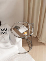 Nordic Glass Coffee Table Living Room Furniture Side Table Balcony Stainless Steel Lifting Tea Table Transparent Bedside Tables Bedroom Furniture
