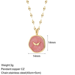 Heart Evil Blue Eye Sun Necklace for Women Cute Dog Bee Elephant Gold Color Pendant Long Stainless Steel Chains