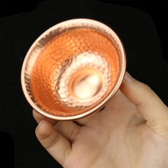 Nepalese Handmade Copper Water Offering Bowl - Buddhist Altar Ritual Tool with Hammered Texture -Crystal Serving Tray Bowl