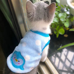 Cartoon Fleece Pet Cat Clothes Winter Warm Pet Dog Vest Puppy Cat Sweater Dog Clothes For Small Dogs Cats Coat Jacket Pet Shop Pet Clothing