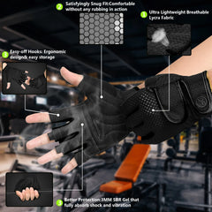 MOREOK Non-Slip Gym Gloves – 3mm Padded Weightlifting & Training