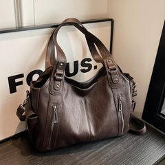 High Quality PU Shoulder Bag for Women – Contrast Zipper Style