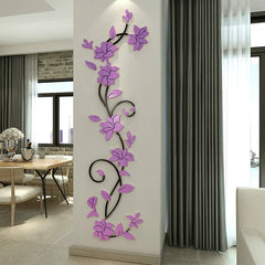 DIY Mirror Flower Wallpaper Acrylic Art Wall Stickers Living Room Decoration Home TV Background Wall Home Decor Mirror Art