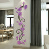 DIY Mirror Flower Wallpaper Acrylic Art Wall Stickers Living Room Decoration Home TV Background Wall Home Decor Mirror Art - 007-purple