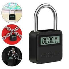 Multifunctional LCD Display Time Lock, Waterproof USB Rechargeable Temporary Timer Padlock, Smart Time Lock for Travel and More