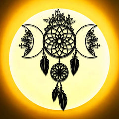 Bohemian Metal Wall Art Moon Mandala Wrought Iron Hanging Decor for Living Room