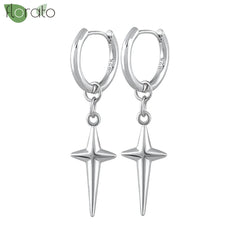 925 Sterling Silver Needle Fashion Cross Pendant Hoop Earrings for Women Vintage Gold Color Small Earrings Luxury Jewelry Gifts