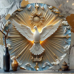 Christ the Spirit Dove Wall Art aluminum metal logo with 3D relief effect Chinese wall hanging multi-purpose decoration 8x8 inch