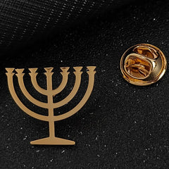 Jewish menorah men's brooch stainless steel lapel pin suit shirt decoration accessories wedding groomsmen gift
