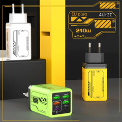 240W 6 Ports USB Charger PD Fast Charging Charger Wall Adapter for iPhone Samsung Xiaomi EU/US/UK Plug Charger Quick Charge 3.0