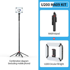Ulanzi MA09 1.74m Selfie Stick Tripod for iPhone 17 15 Android Phone w Remote Control Panoramic Ball Head Holder U200 VL49 Kit