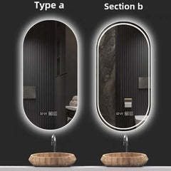 Oval Smart Mirror Defogging Bathroom Mirror with Light Led Vanity Mirror Wall Hanging Full Body Mirror Shower Mirror Spiegel