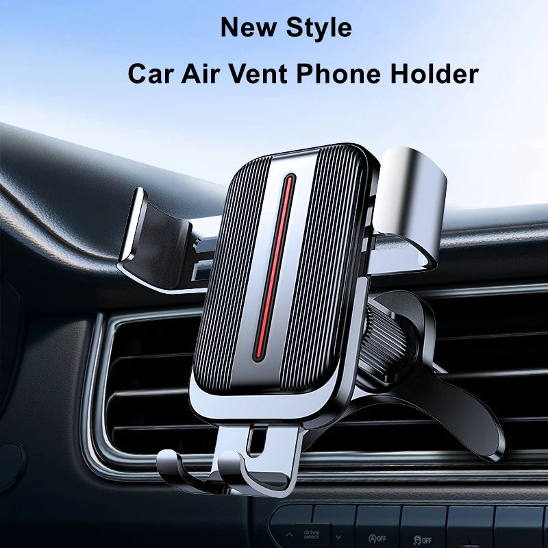 New Upgraded Car Air Vent Phone Holder,Gravity Automatic Lock Car Phone Holder, Aluminum Alloy Vertical Rotation Car Mount