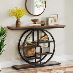 Tribesigns Console Table, 39.4-Inch Entryway Table with Thickened Tabletop, 4- Tier Industrial Narrow Hallway Sofa Table Living Room Furniture