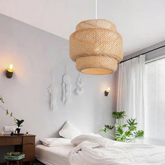 30cm Handwoven Bamboo Pendant Light – Modern Art Chandelier Home Decor