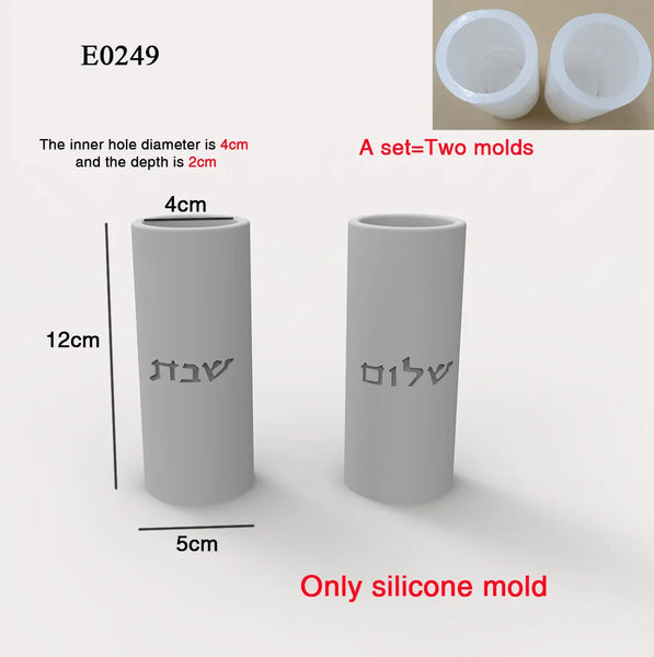 Silicone Mold For Shabbat Candle Holders Set,Handmade Concrete  Jewish Tealight Holders | Shabbat Candlesticks Gift Molds