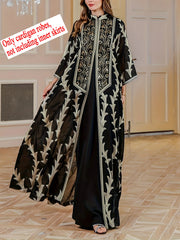 New Middle Eastern Women's Clothing: Elegant High-End Sequin Embroidered Black Robe, Loose and Comfortable for Commuting, Breathable Muslim Beach Vacation Cardigan, Mesh Cover-Up, Dubai Saudi Traditional Attire, Long-Sleeve S