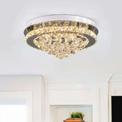 Modern Round LED Ceiling Light Crystal Chandelier Lamp, 40CM Dimmable