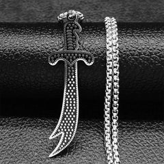 Islamic Imam Ali Zulfiqar Sword Pendant Necklace for Women Men Stainless Steel Gold Color Arabic Religion Chain Jewelry NZZZ764