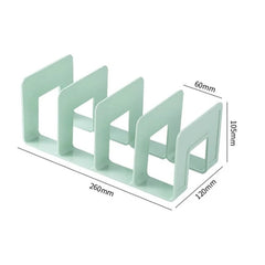 4-Grid Bookends Stand – Desktop Bookshelf Organizer Rack Office Furniture