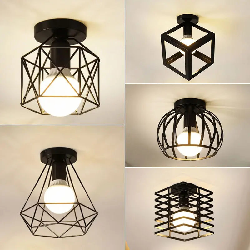 Vintage E27 Black Metal Ceiling Light Fixture Home Decor
