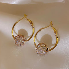 Real Gold Plated Zircon Bead Earrings – Luxury Women’s Party Jewelry