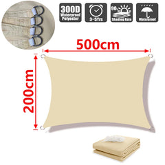 Outdoor Shade Sail, 300D Polyester Waterproof UV-Proof Awning, Sunshine Canopy for Terrace, Carport, Backyard, Garden, etc