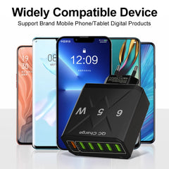 65W 6-Port Fast Charger – QC3.0 Travel Adapter