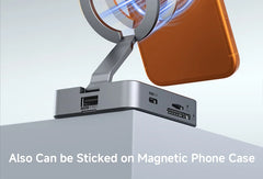 Hagibis Magnetic Stand USB C Hub With 2230 SSD Enclosure Type-C Hub SD/TF 4.0 4K@60Hz HDMI Gigabit Ethernet for iPhone 17 Pro 16