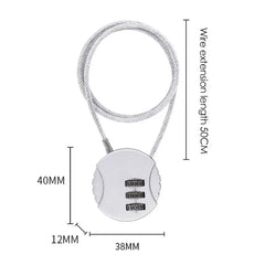 Extended Wire Rope Combination Lock 3 Digit Code Lock Password Motorcycle Helmet Metal Keyed Padlock Travel Anti-Theft Locks