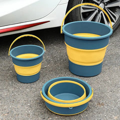 5/10/17L Portable Folding Bucket Multifunctional Thickened Silicone Bucket for Car Washing and Fishing Camping Folding Bucket