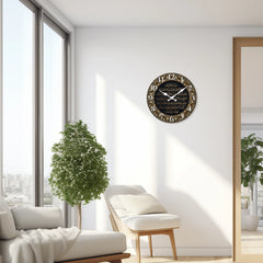 A Vintage Art Islamic Calligraphy Scripture Wooden Wall Clock for Living Room, Bedroom, Kitchen, Home Decoration, Silent Quartz Clock, Holiday Gift, 10 Inches, 12 Inches, 14 Inches 16inch (Battery Not Included)
