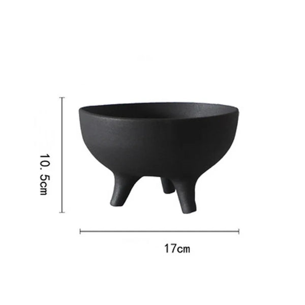 White Ceramic Flower Pot Tripod Fruit Bowl Desktop Storage Container Flower Vase Floral Arrangement Accessories Flowerpot Home Decor