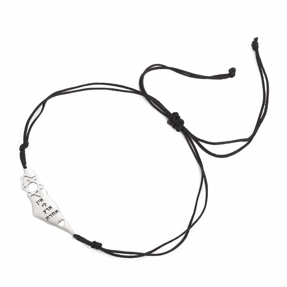 Dreamtimes Israel Mid-east Map Star of David Jewish Bracelet Hexagram Adjustable Rope Chain Women Bangle Stainless Steel Jewelry