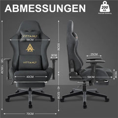 Kitinjoy Natural Suede Gaming Chair High Back Ergonomic Computer Chair With Footrest Reclining Adult Comfortable Office Chair Office Furniture