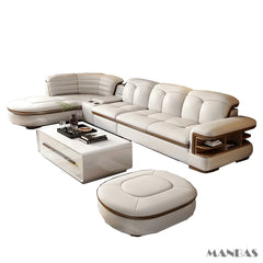 Luxury L-Shaped Leather Corner Sofa – Living Room Furniture