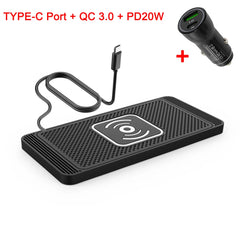 Car Wireless Charger Silicone Non Slip Pad for iPhone 17 16 15 14 Samsung Car Wireless Phone Chargers Fast Charging Station