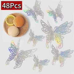 48 Pcs Butterfly for Gift Packing Decorative 3d Butterflies Decor Flower Art Arrangement Wall Paper Ornament DIY Wrapping