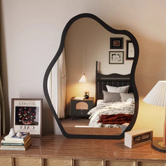Vintage Full Length Floor Mirror Standing Full Body Large Decorative Gold Frame Cloud Accent Bedroom Living Room Furniture
