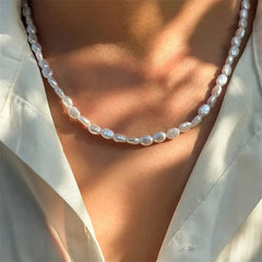 New Fashion Simple Imitation Pearl Choker Necklace Vintage Elegant Beaded Temperament Necklace Wedding Party Jewelry