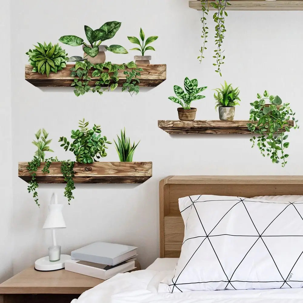Creative Wall Stickers Potted Decals Self-adhesive Removable Wall Mural DIY Wall Art Home Decor Accessories