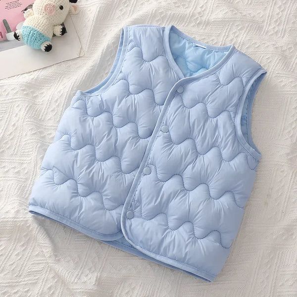 Kids Warm Vest Winter Girls Boys Thicken Waistcoat Outerwear Children Teens Cotton Solid Color Jackets Vest for 1-6Years
