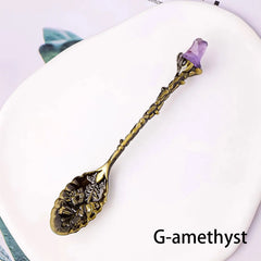 Natural Crystal Tumbled Stone Spoon Magic Energy Divination Halloween Spirit Souvenir Gift Home Decor Christmas Graduation Gift
