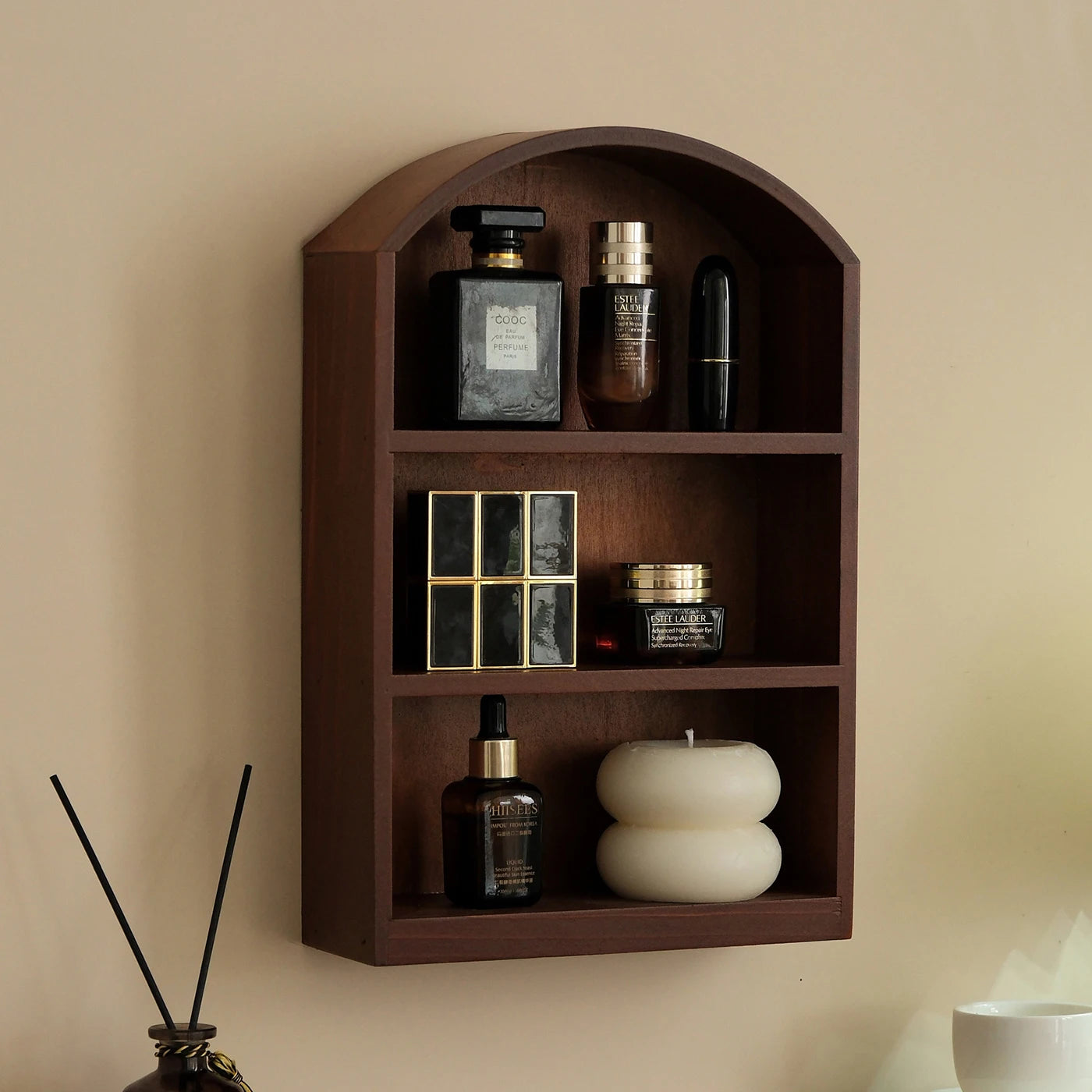 Desktop Storage Cabinet Wall Mount Vintage Style Cosmetic Organizer Display Shelf for Kitchen Dresser Home Living Room Bedroom Kitchen & Dining Furniture Kitchen Display Cabinets