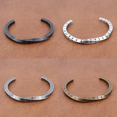 Trendy Charm Viking Nordic Runes C-Shaped Bracelet for Men Women Stainless Steel Classic Mobius Opening Bracelet Amulet Jewelry