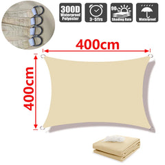 Outdoor Shade Sail, 300D Polyester Waterproof UV-Proof Awning, Sunshine Canopy for Terrace, Carport, Backyard, Garden, etc
