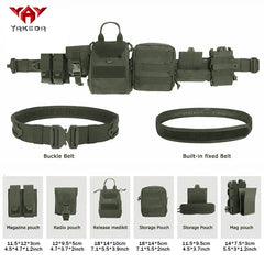 YAKEDA  Training belt outdoor patrol eight piece set, detachable and adjustable training belt