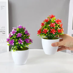 1pc Artificial Potted Plant Small Bonsai Flowers Pot Simulated Tree Ornaments Wedding Home Hotel Office Table Decor Fake Plants