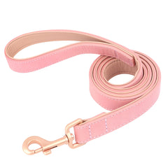 Soft Padded Dog Collar Leash Set PU Leather Pet Dog Collars With Walking Lead Rope Adjustable For Small Medium Dogs Pug Pet Shop