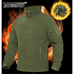Men's Fleece Jacket Soft Warmth Windproof Full Zip Up Coat Multiple Zipper Pockets Hiking Working Outdoors Windbreaker